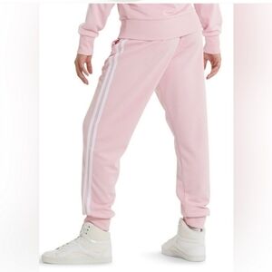 Side Stripe Track Pants - Pink & White